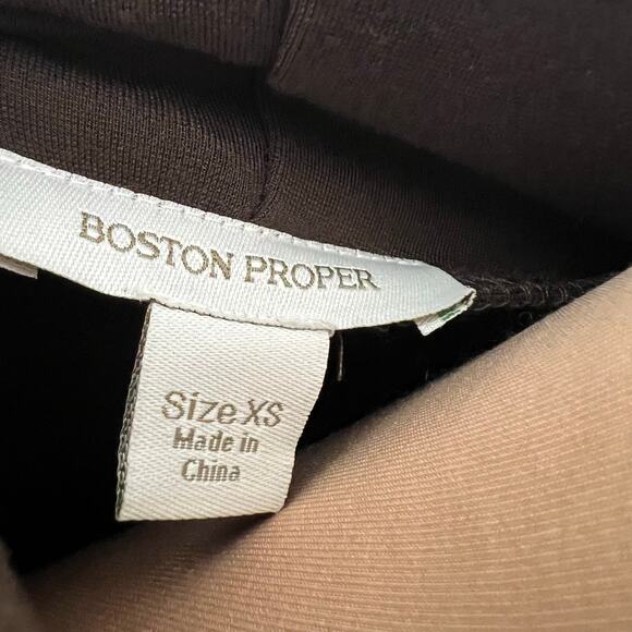 Boston Proper Dress XS Women Brown Turtleneck Minimalist Long Sleeve Ponte New - Picture 8 of 9